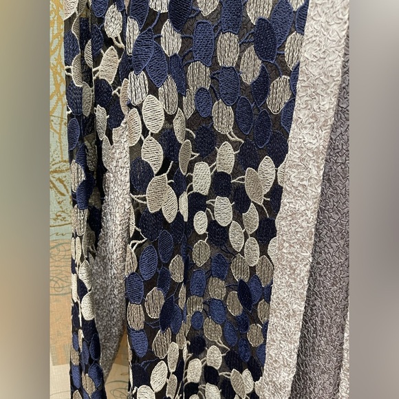 Drapers&Damons Womens Two Piece Metallic Blue Silver Ruched Open Front Blazer M - Picture 9 of 10